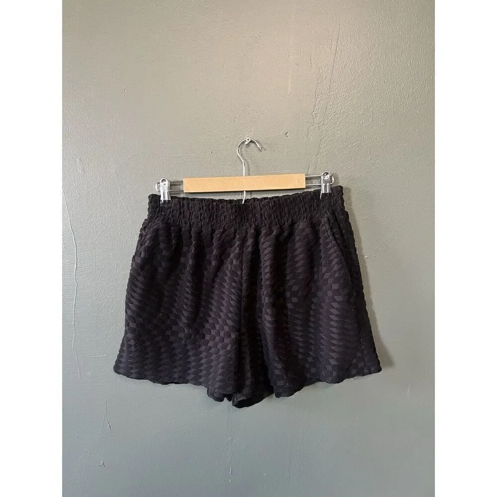 Good American Womens Black Terry Shorts Size 3 GSW0397 001